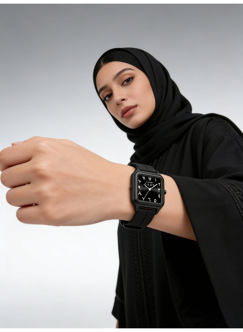 Sabr Square Arabic Numerals Watch for Men & Women – Japanese Quartz Minimalist Watch, Silicone Strap, Magnetic Buckle, 30M Water Resistant - Image 3